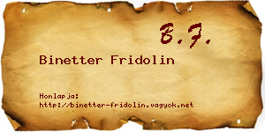 Binetter Fridolin névjegykártya